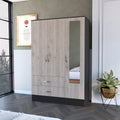Wenge Rock 2 Drawer Small Armoire With Mirror Door Wenge And Light Gray
