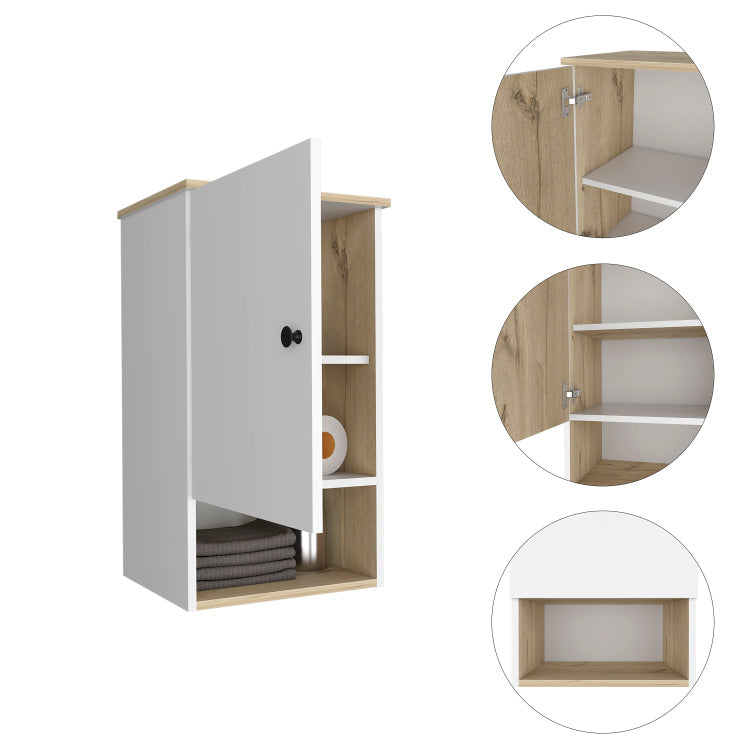 Light Oak And White 1 Shelf Medicine Cabinet