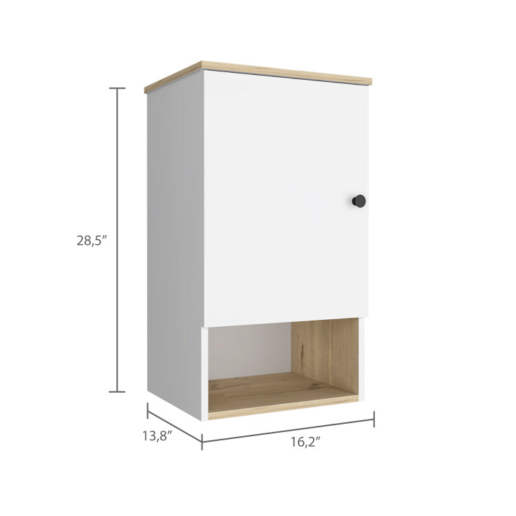 Light Oak And White 1 Shelf Medicine Cabinet