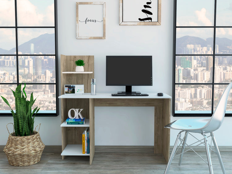 White And Pine 4 Shelf Writing Desk
