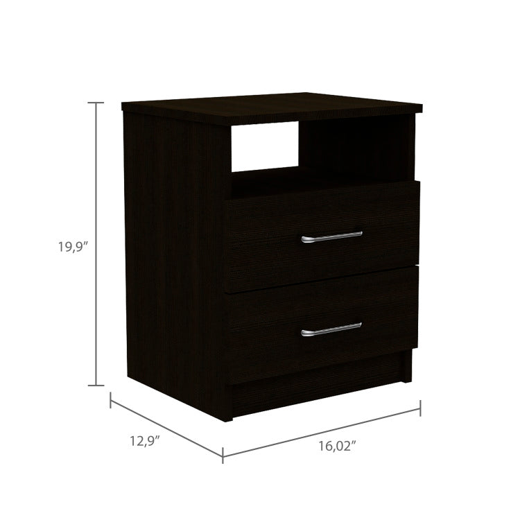 2 Drawer 1 Shelf Rectangle Nightstand Wenge