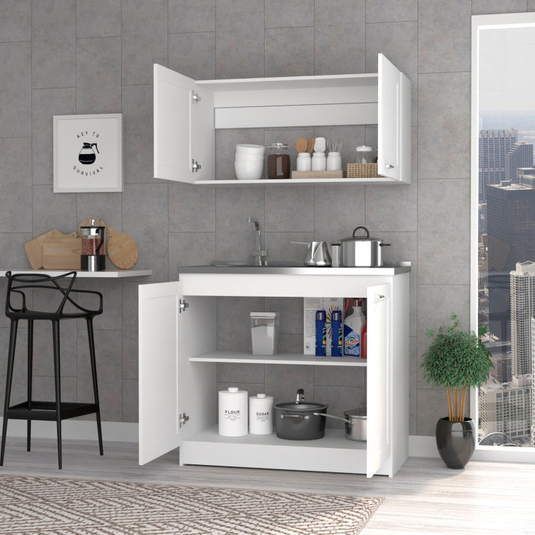 Cambridge 2 Piece Rectangle Cabinet Set White