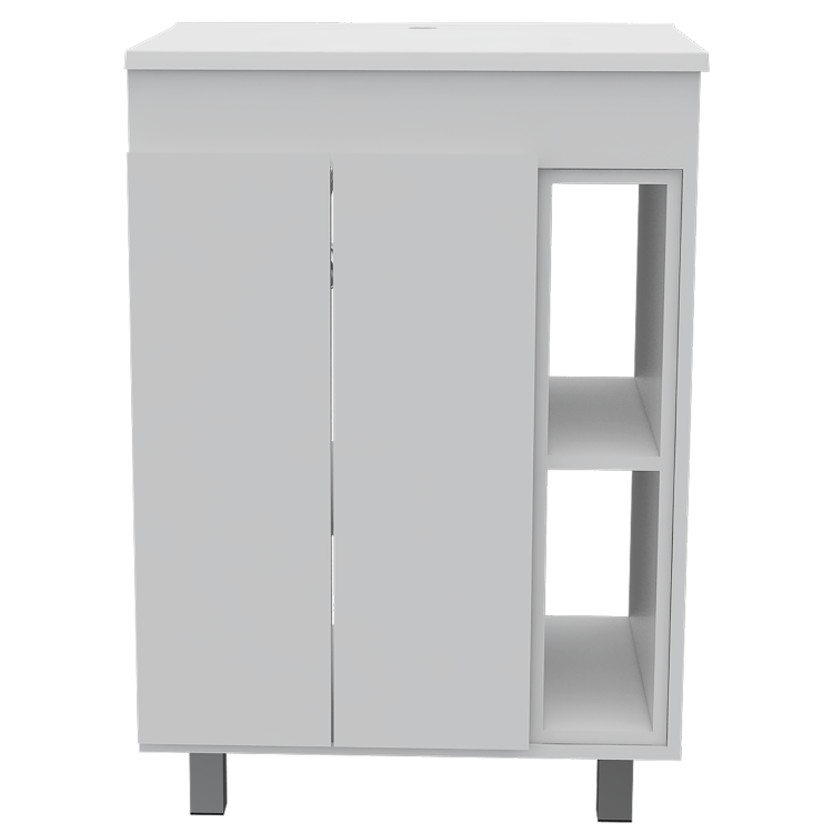 White 2 Shelf Rectangle Freestanding Vanity Cabinet