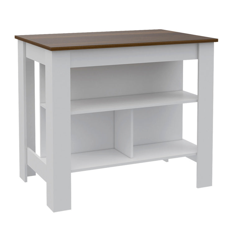 Rockaway 3 Shelf Kitchen Island White And Walnut