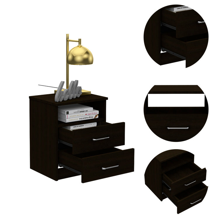 2 Drawer 1 Shelf Rectangle Nightstand Wenge
