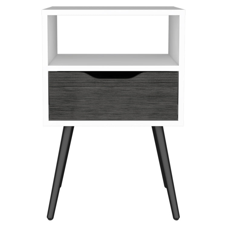 Haverson 1 Drawer 1 Shelf Nightstand Smokey Oak And White