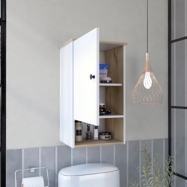 Light Oak And White 1 Shelf Medicine Cabinet