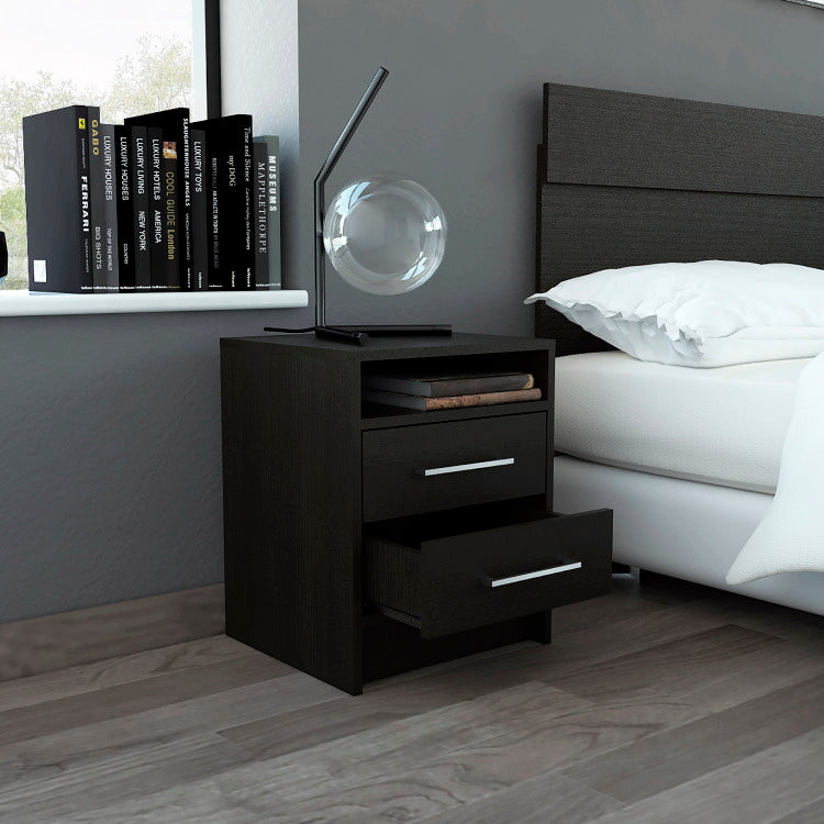 2 Drawer 1 Shelf Rectangle Nightstand Wenge