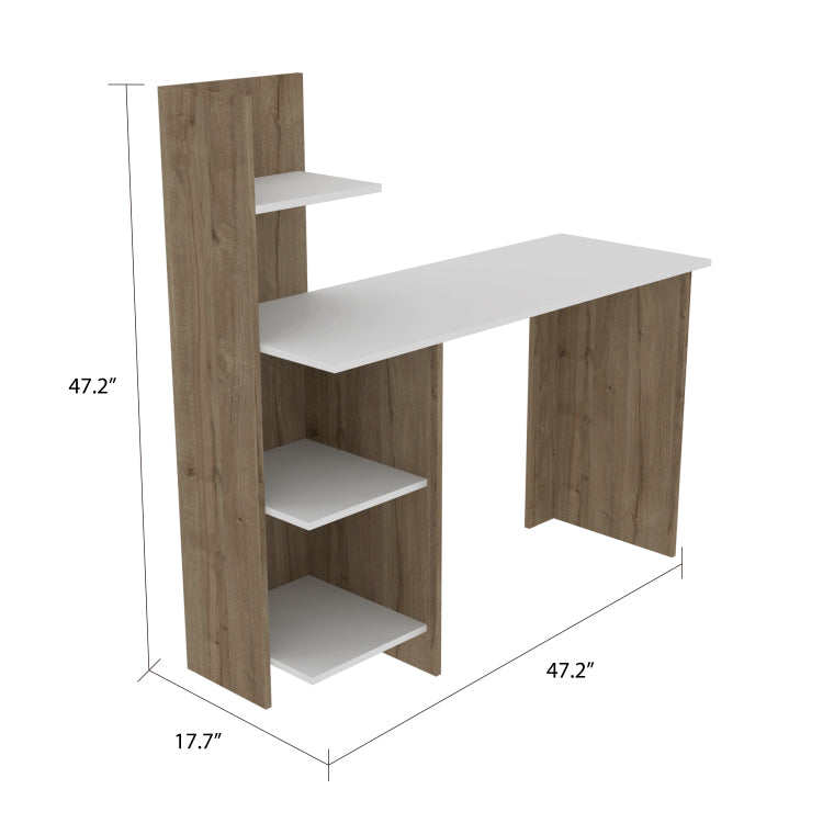 White And Pine 4 Shelf Writing Desk