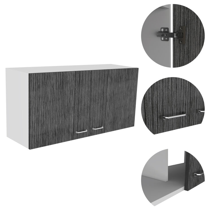 Brookeline Rectangle 2 Door Wall Cabinet White And Smokey Oak