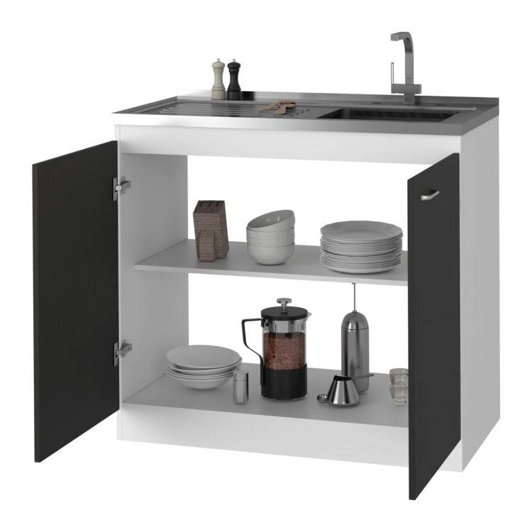 Dark Walnut Rectangle 2 Door Utility Sink And Cabinet