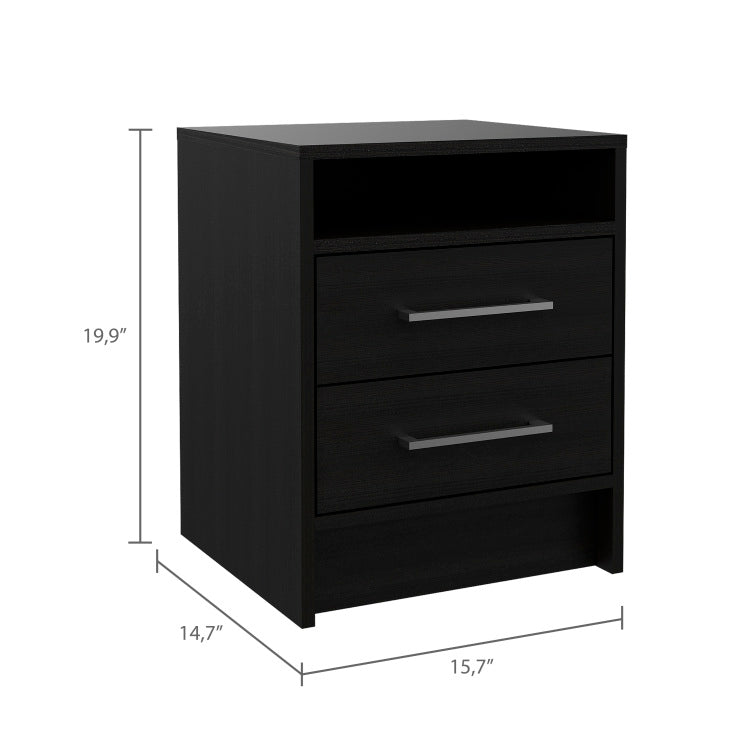 2 Drawer 1 Shelf Rectangle Nightstand Wenge