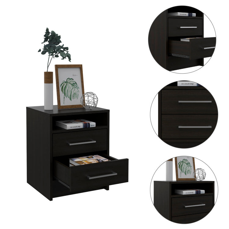 2 Drawer 1 Shelf Rectangle Nightstand Wenge