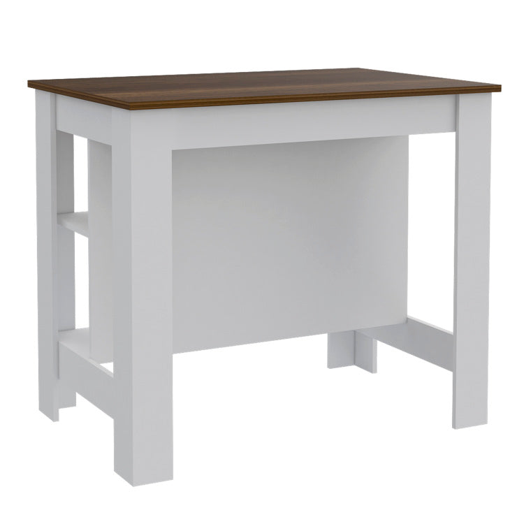 Rockaway 3 Shelf Kitchen Island White And Walnut