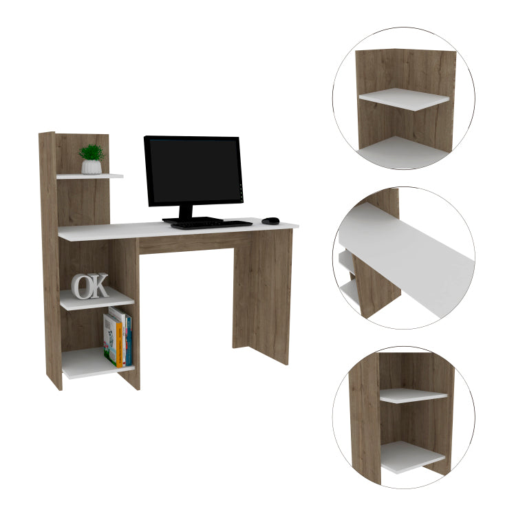 White And Pine 4 Shelf Writing Desk