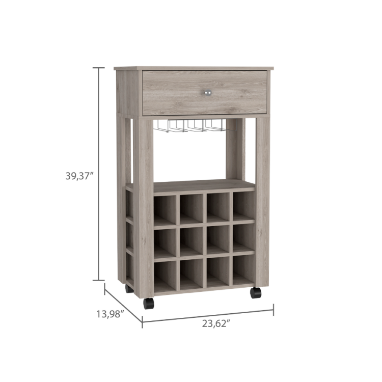 Ambler 1 Drawer 12 Bottle Wine Cabinet Light Grey