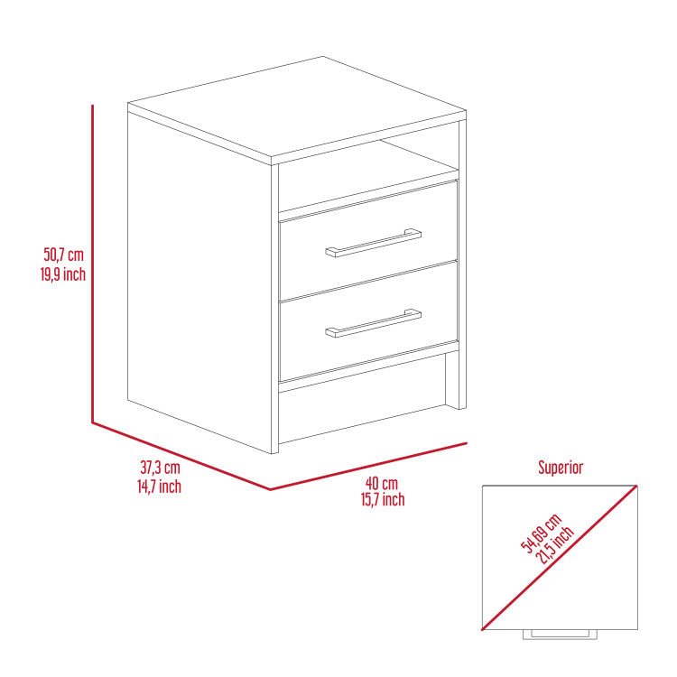 2 Drawer 1 Shelf Rectangle Nightstand Wenge