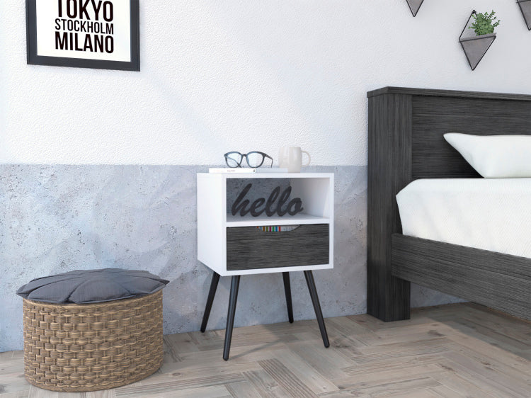 Haverson 1 Drawer 1 Shelf Nightstand Smokey Oak And White