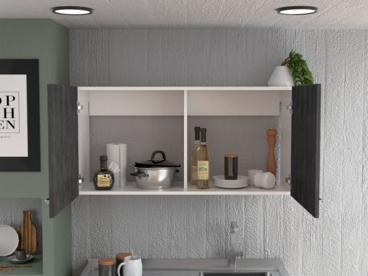 Brookeline Rectangle 2 Door Wall Cabinet White And Smokey Oak