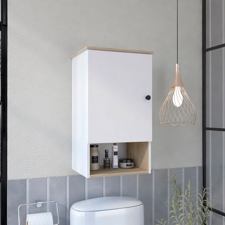 Light Oak And White 1 Shelf Medicine Cabinet