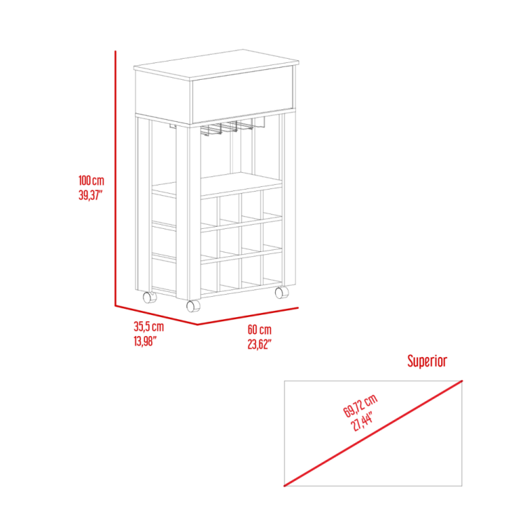 Ambler 1 Drawer 12 Bottle Wine Cabinet Light Grey