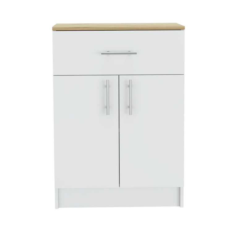 Wilmington 1 Drawer Rectangle Pantry Cabinet White And Light Oak