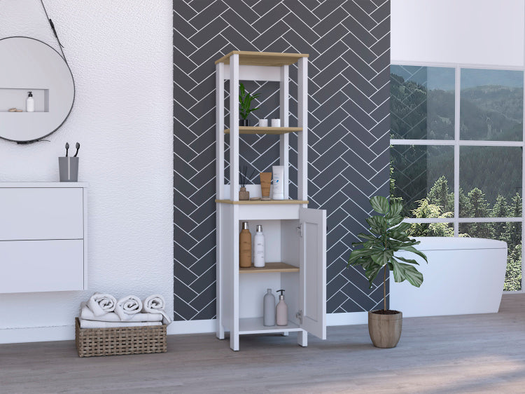 Hanover 4 Shelf Linen Cabinet Light Oak And White