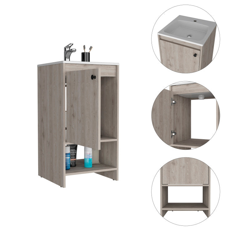 Westbury 1 Shelf Freestanding Vanity Cabinet Light Gray