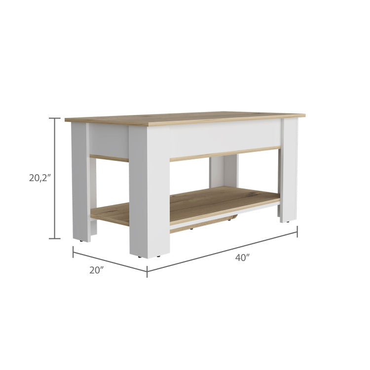 Karmen 1 Shelf Lid Top Storage Table Light Oak And White