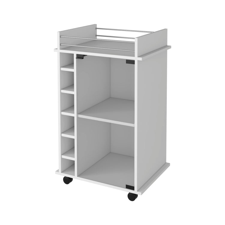 Savannah 6 Bottle 3 Shelf Bar Cart White