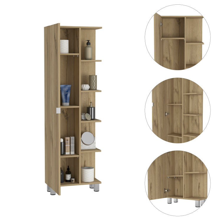 Portland 5 Shelf Linen Cabinet Light Oak