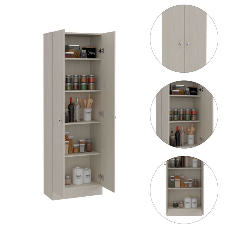Buxton Rectangle 2 Door Storage Tall Cabinet White Washed Oak