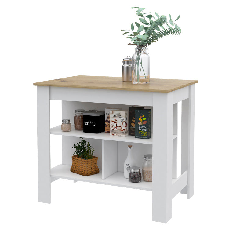 Rockaway 3 Shelf Kitchen Island White And Light Oak