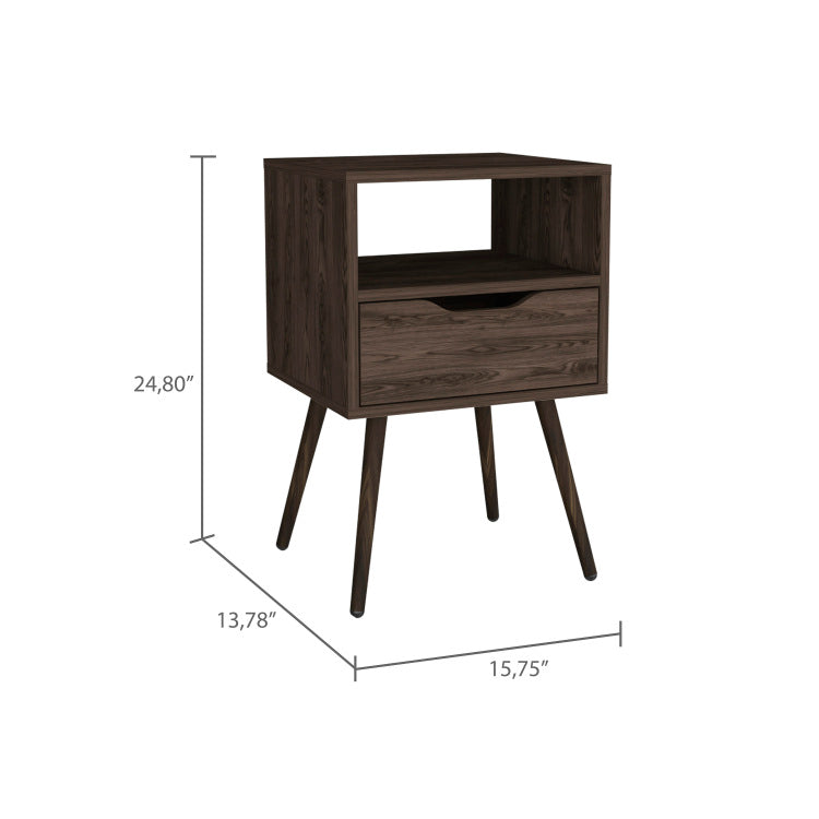 Haverson 1 Drawer 1 Shelf Nightstand Dark Walnut