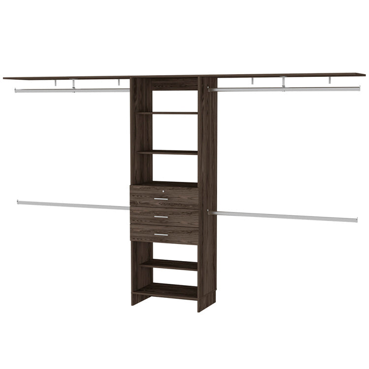 Brentwood 3 Drawer 4 Shelf Closet System Dark Walnut