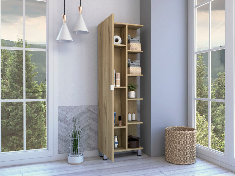 Portland 5 Shelf Linen Cabinet Light Oak