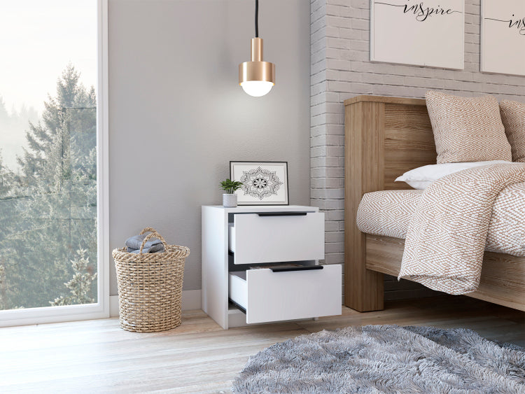Cannon 2 Drawer Nightstand White