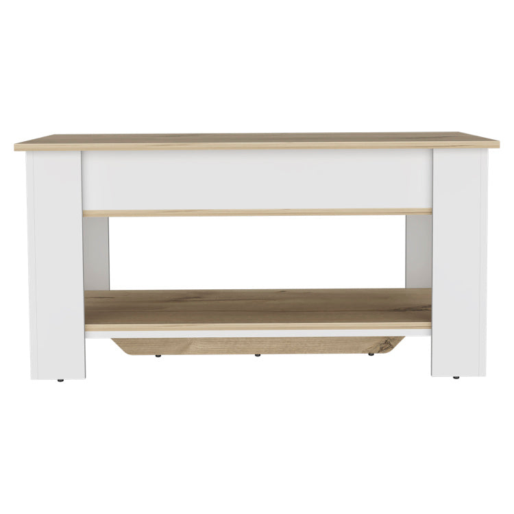 Karmen 1 Shelf Lid Top Storage Table Light Oak And White