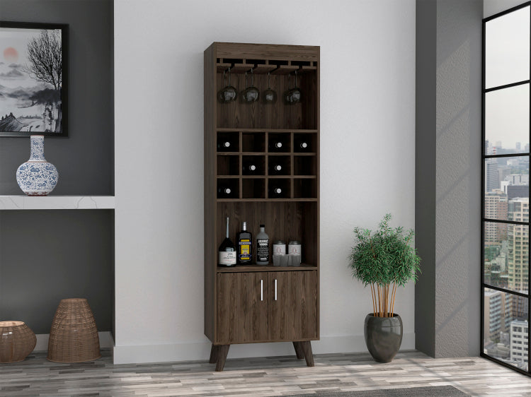 Dark Walnut 1 Drawer 2 Shelf Bar Cabinet