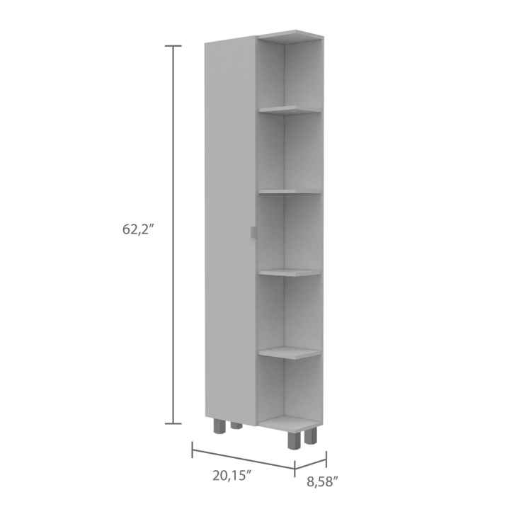 White 5 Shelf Linen Cabinet