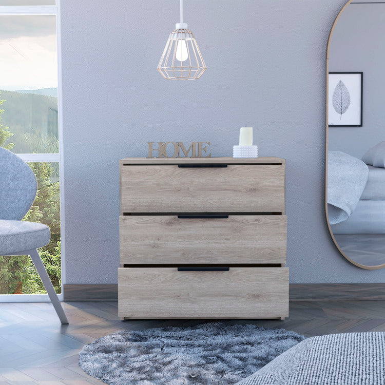 Cannon 3 Drawer Rectangle Dresser Light Grey