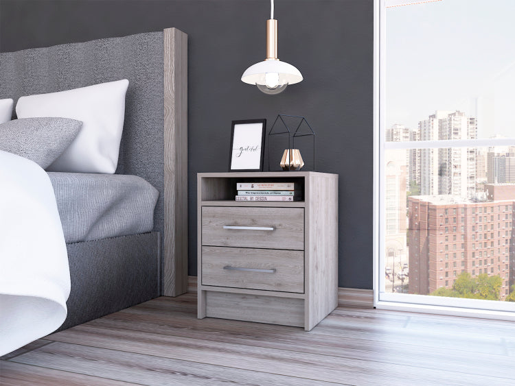 Rowley 2 Drawer 1 Shelf Rectangle Nightstand Light Grey