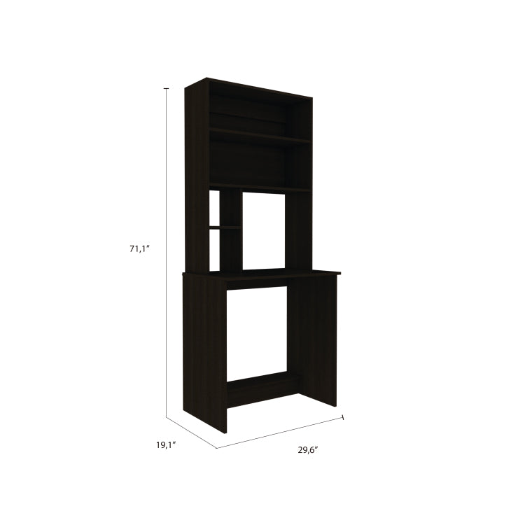 Wenge 4 Shelf Computer Desk With Hutch