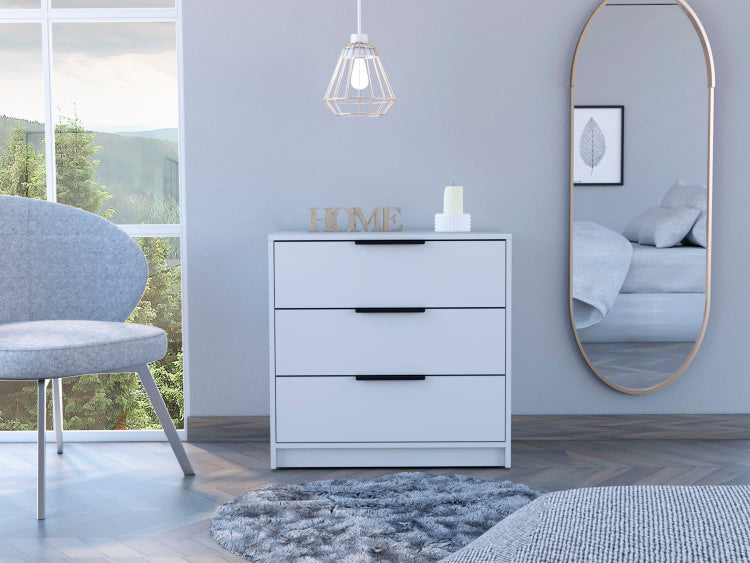 White 3 Drawer Rectangle Dresser