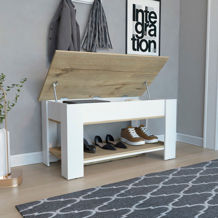 Karmen 1 Shelf Lid Top Storage Table Light Oak And White