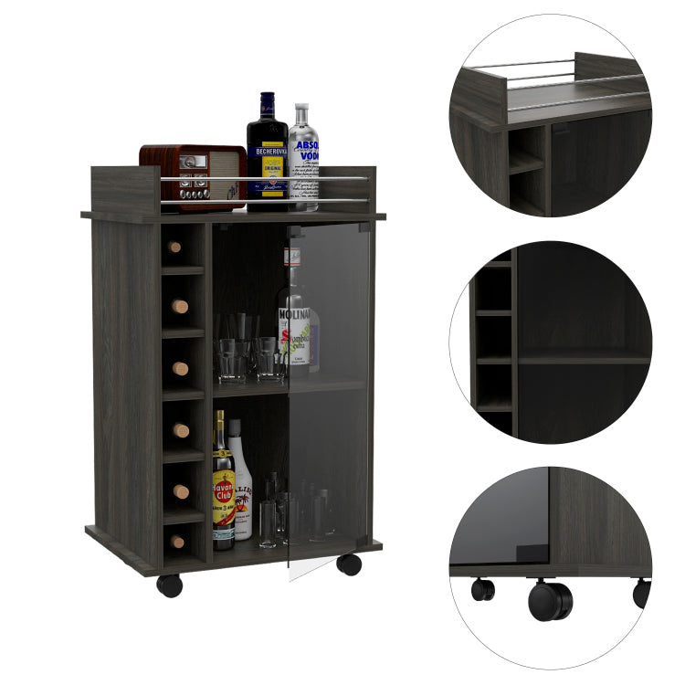 Savannah 6 Bottle 3 Shelf Bar Cart Carbon Espresso
