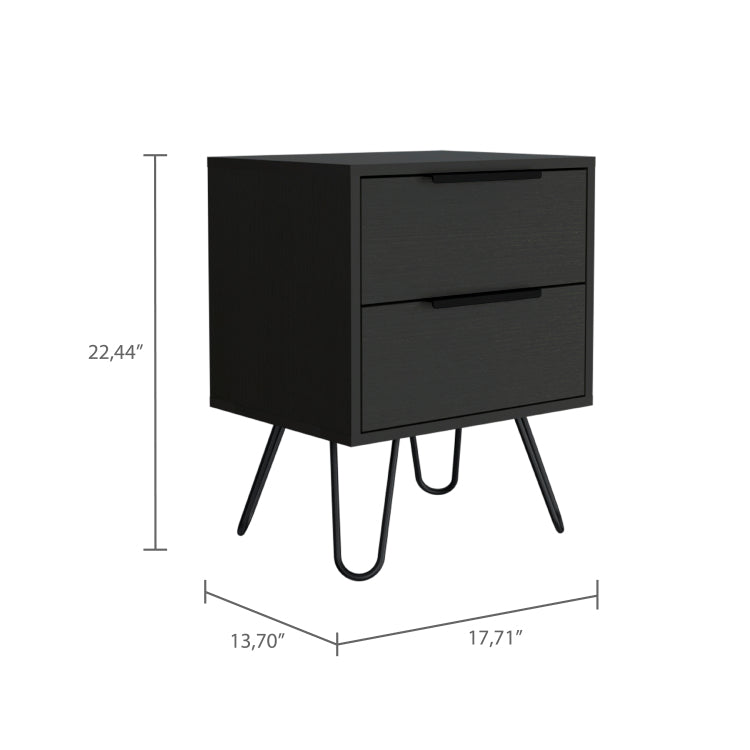 Wenge 2 Drawer Rectangle Nightstand