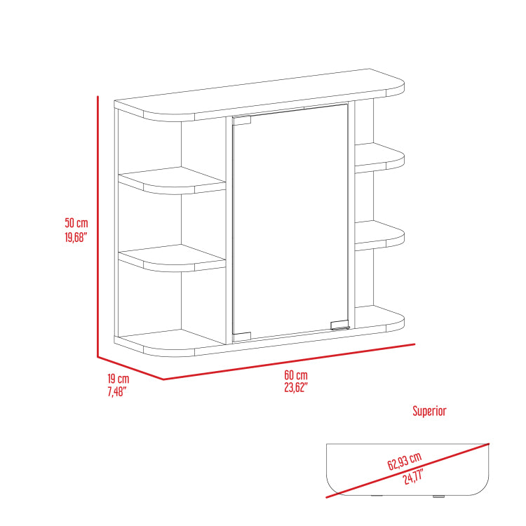 Roseburg 6 Shelf Medicine Cabinet With Mirorr Light Grey