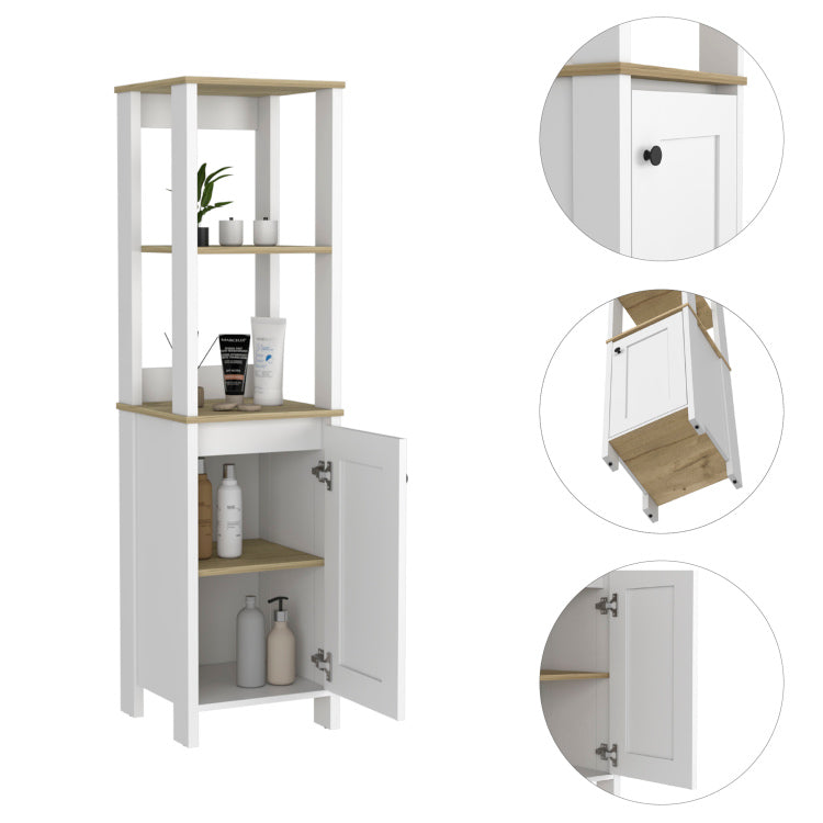 Hanover 4 Shelf Linen Cabinet Light Oak And White