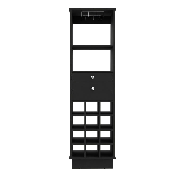 Wenge 12 Bottle 2 Drawer 1 Shelf Bar Cabinet